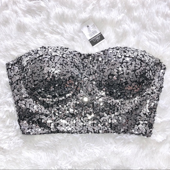 Rue21 Tops - SOLD! | Silver & Black Sequin Bustier